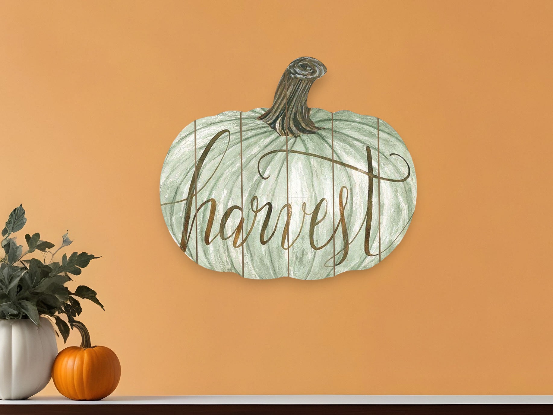 15" X 17" Brown And Green Harvest Hanging Dimensional Sculpture-0