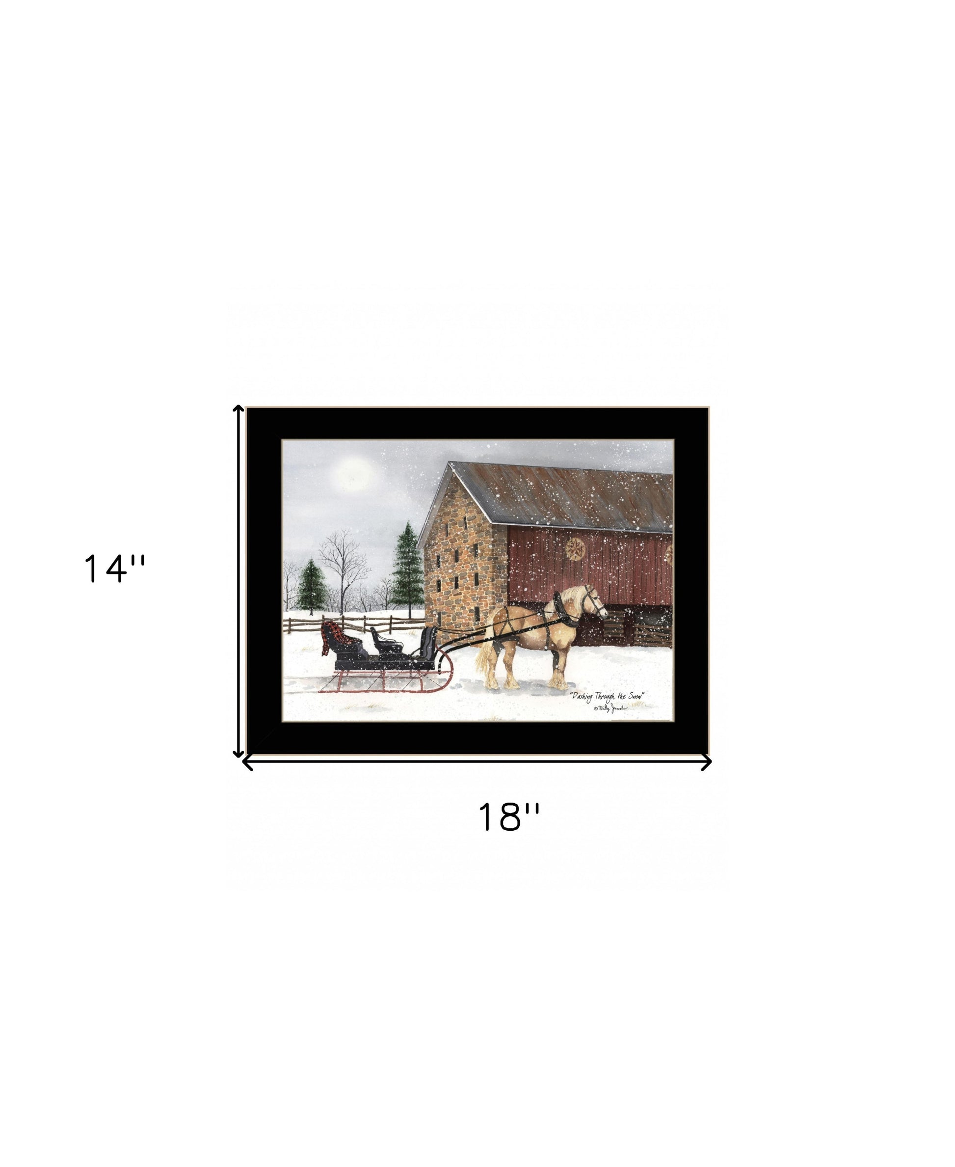 Dashing Though The Snow Black Framed Print Wall Art-4
