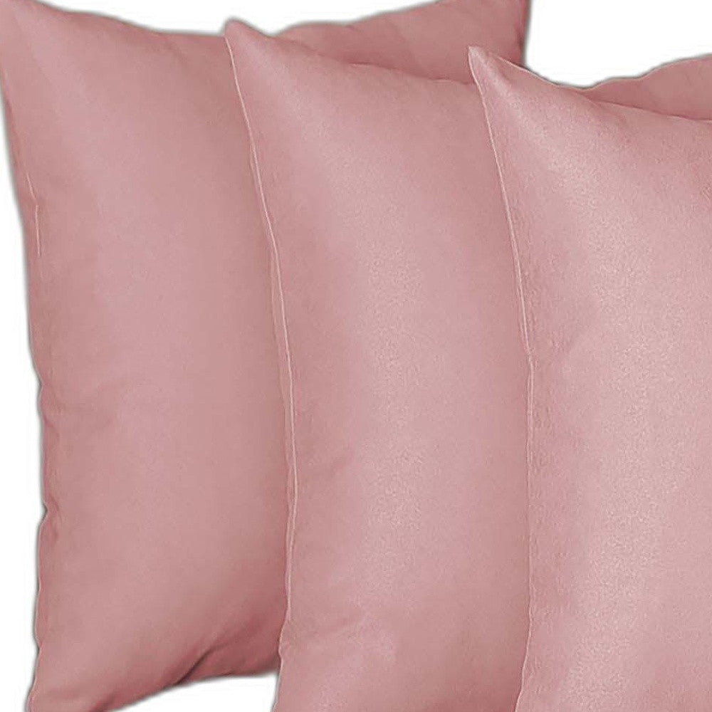Set Of Four 18" X 18" Light Pink Polyester Zippered Pillow Cover-2