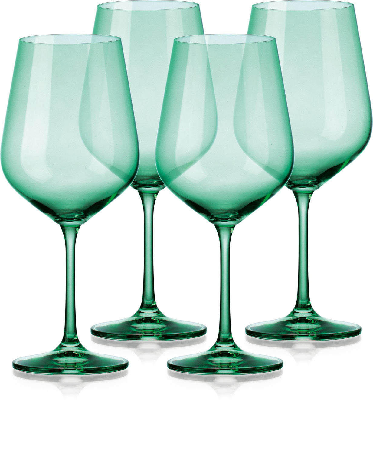 Set of Four Green Crystal Balloon Bowl Stemmed Red Wine Glass-2