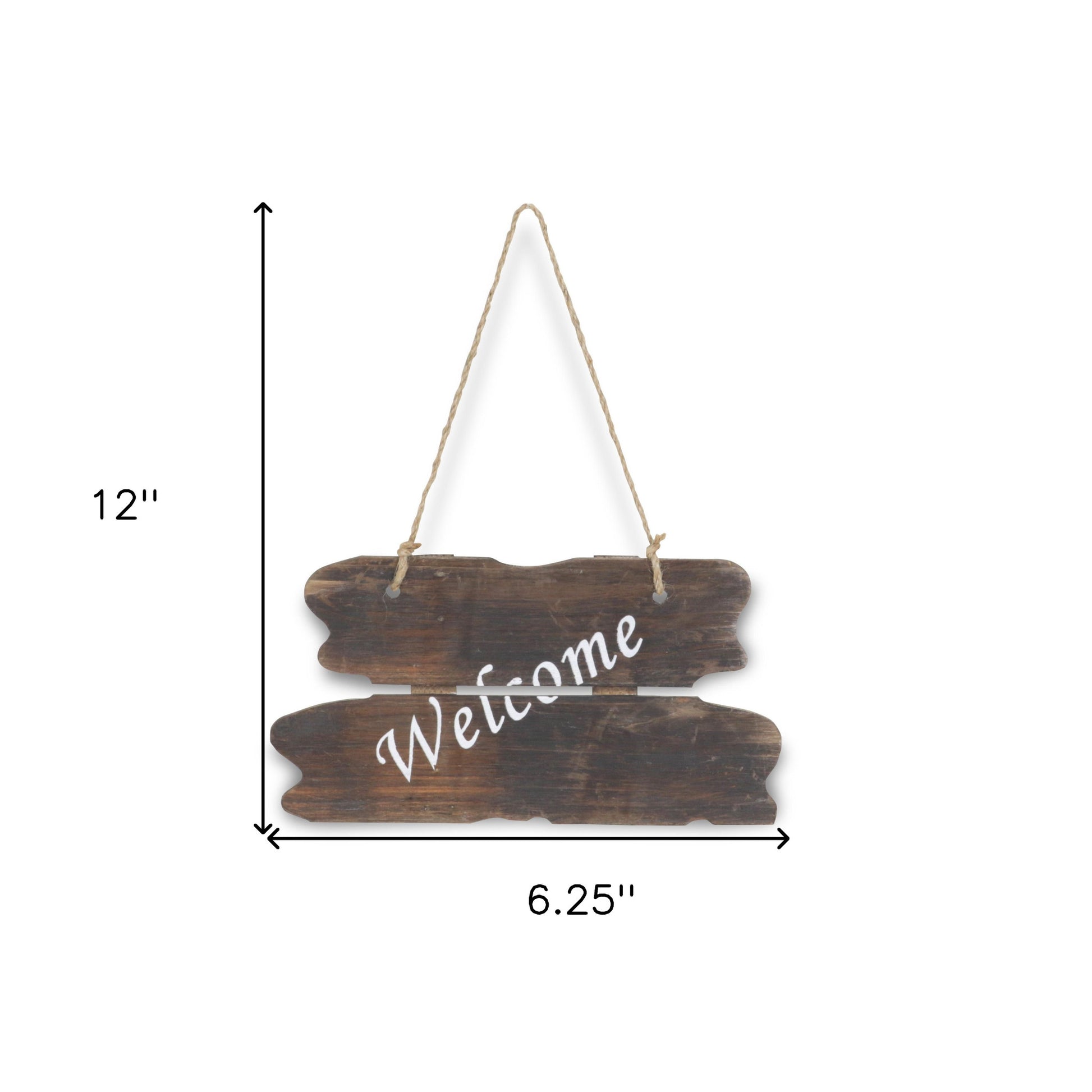 6" X 12" Brown Welcome Wood Wall Decor-5