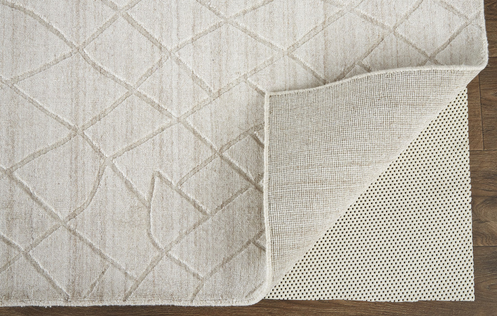 12' X 15' Ivory And Gray Striped Hand Woven Area Rug-3