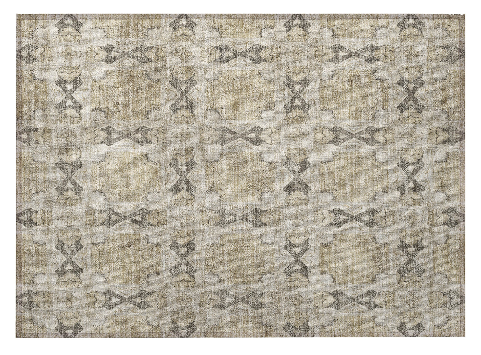 2' X 3' Beige and Gray Floral Medallion Washable Non Skid Indoor Outdoor Area Rug-4