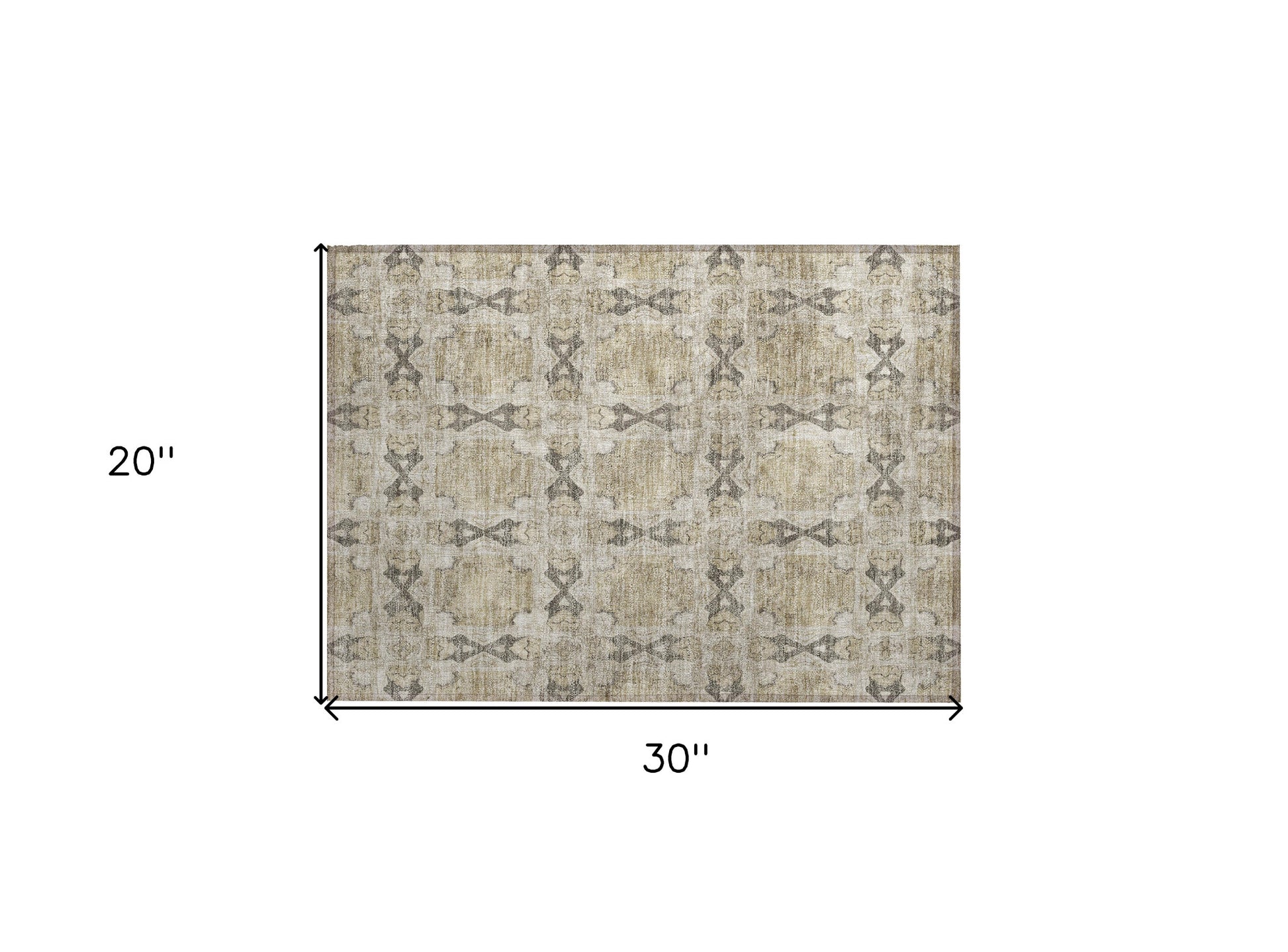 2' X 3' Beige and Gray Floral Medallion Washable Non Skid Indoor Outdoor Area Rug-2