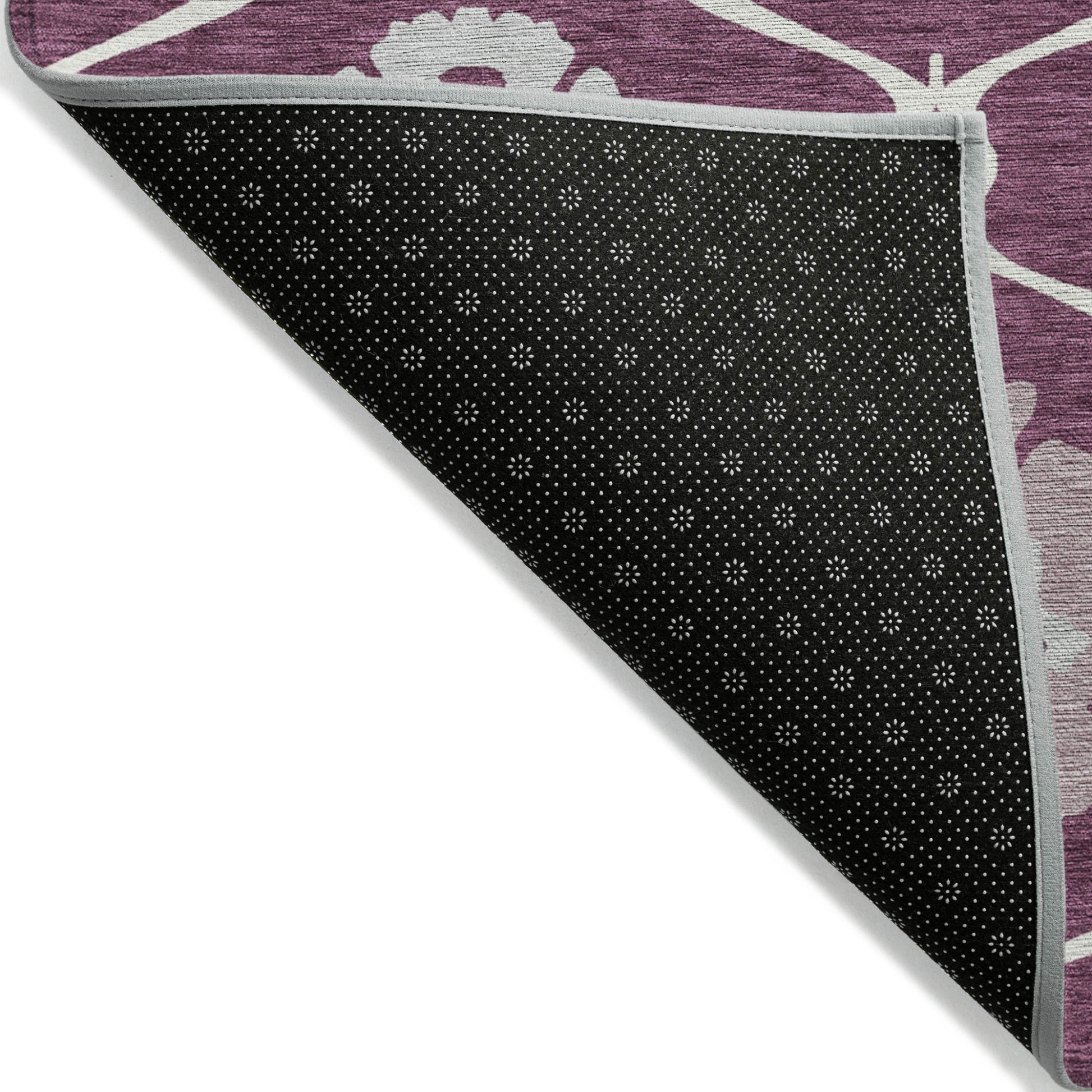 5' X 8' Eggplant Ivory And Gray Medallion Washable Indoor Outdoor Area Rug-3