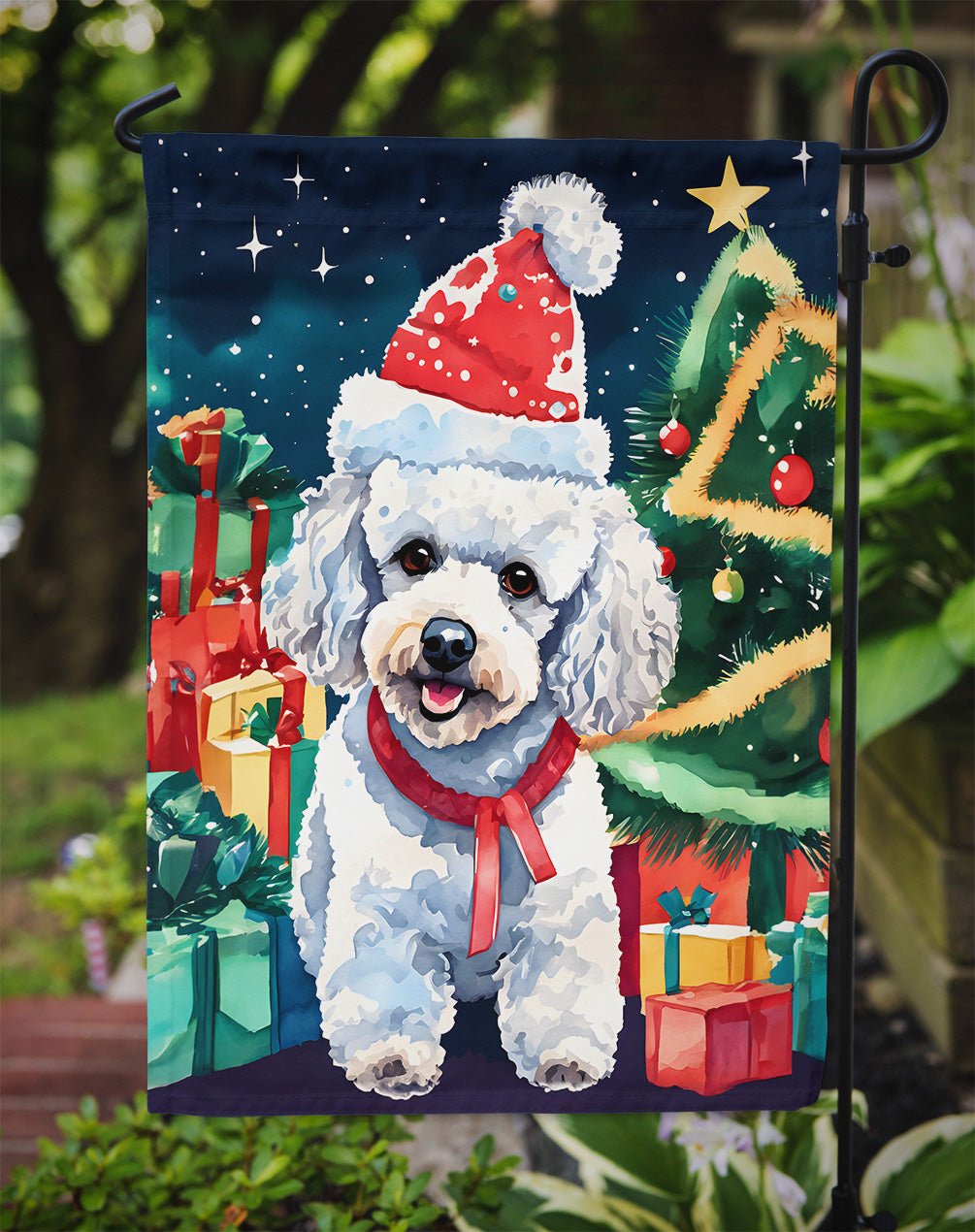 Poodle Christmas Garden Flag-2
