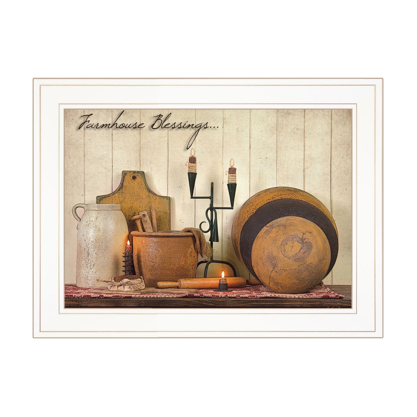 Farmhouse Blessings 2 White Framed Print Kitchen Wall Art-1