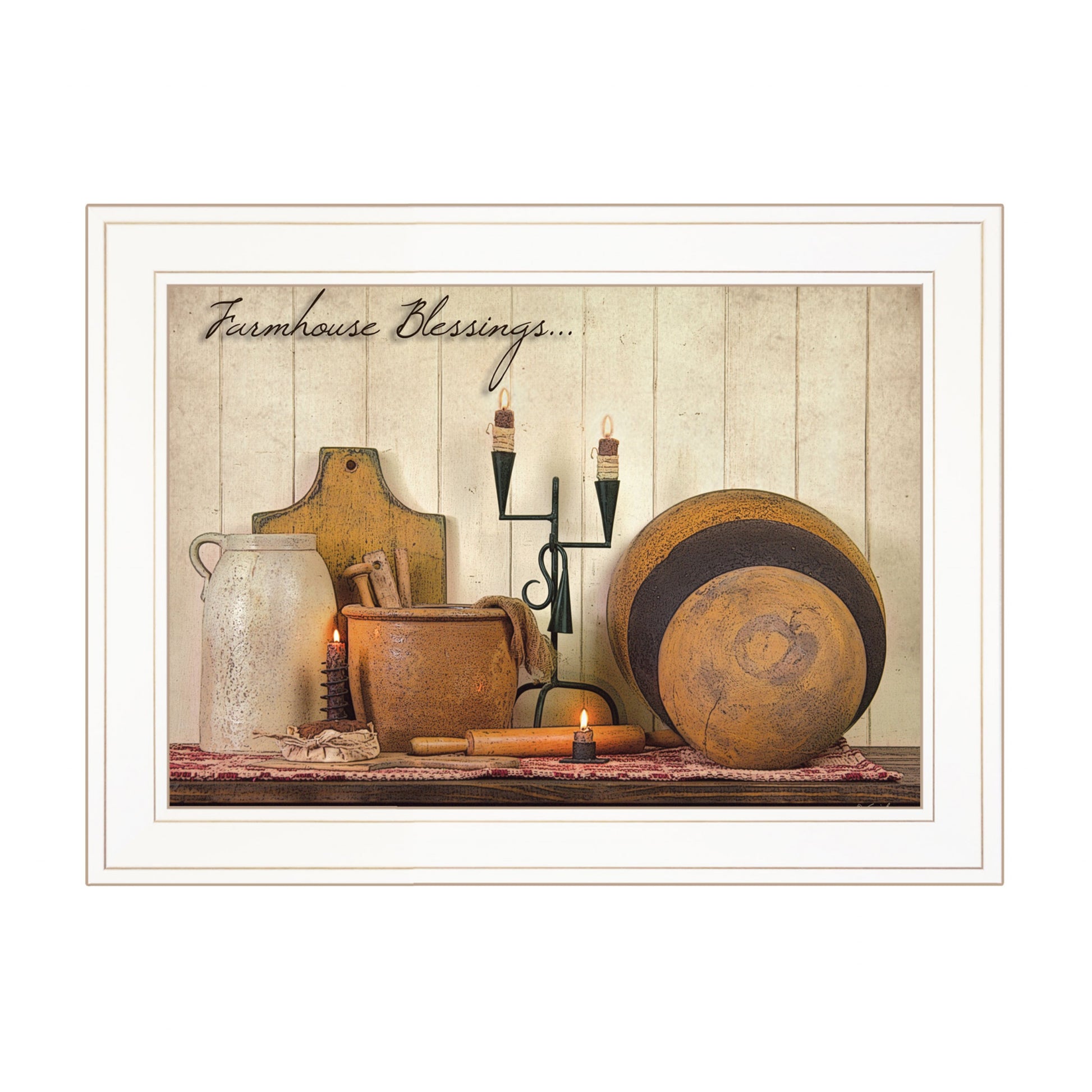 Farmhouse Blessings 2 White Framed Print Kitchen Wall Art-1