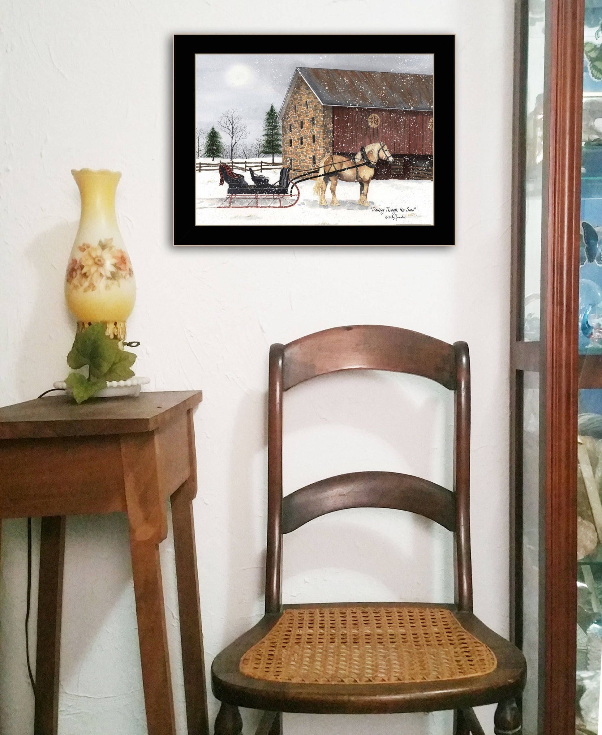 Dashing Though The Snow Black Framed Print Wall Art-3