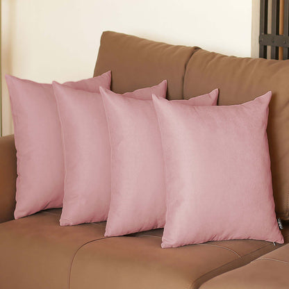 Set Of Four 18" X 18" Light Pink Polyester Zippered Pillow Cover-3