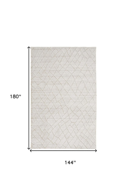 12' X 15' Ivory And Gray Striped Hand Woven Area Rug-2
