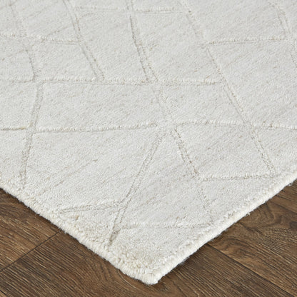 12' X 15' Ivory And Gray Striped Hand Woven Area Rug-4