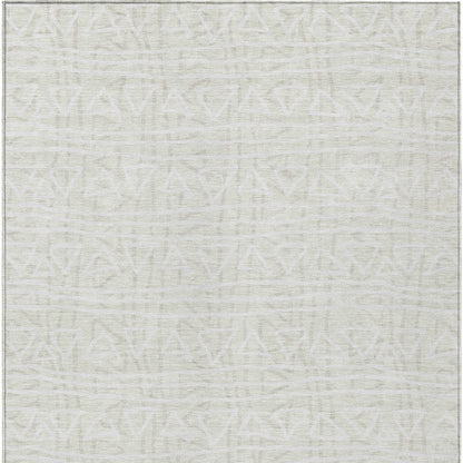 3' X 5' Ivory And Beige Geometric Washable Indoor Outdoor Area Rug