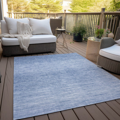 10' X 14' Denim Blue And Blue Abstract Washable Indoor Outdoor Area Rug