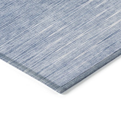 10' X 14' Denim Blue And Blue Abstract Washable Indoor Outdoor Area Rug