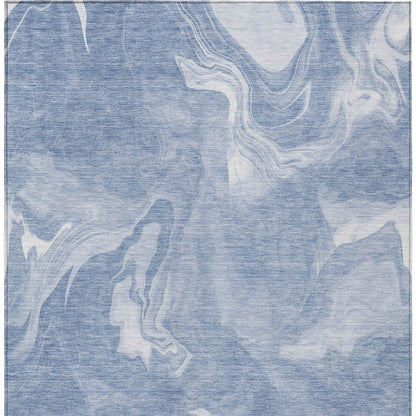 8' X 10' Blue And Sky Blue Abstract Washable Indoor Outdoor Area Rug-6